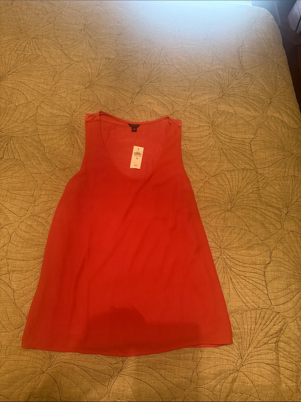 Ann Taylor Deep Coral Sleeveless Scoop-Neck Tank
